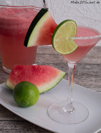 Wassermelone Margarita Wassermelonencocktail mit Limette Salz Margarita Sommer Grillen Getraenk Rezept