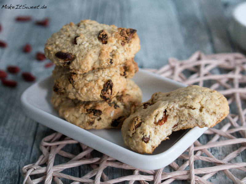 Goji Beeren Haferflocken Superfood Kokosmus Keks Cookie Rezept vegetarisch laktosefrei