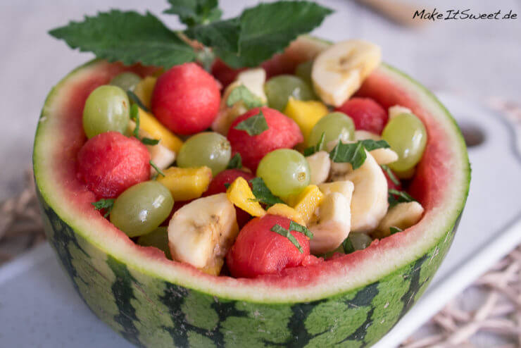 Wassermelonen Obstsalat mit Minze - schnell und einfach