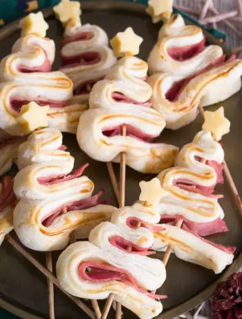 Weihnachten Fingerfood Tannbaum Blaetterteig Schinken Gouda Rezept einfach Haeppchen