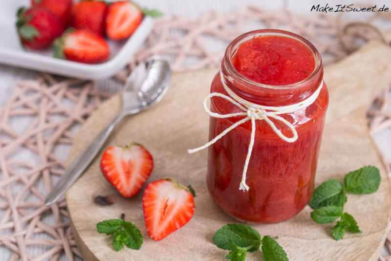 Erdbeer Minze Marmelade Rezept Erdbeeren suess einfach Gelierzucker 3 1 2