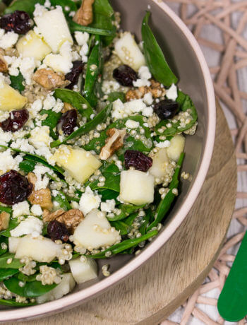 Wintersalat Rezept mit Spinat Quinoa Apfel Feta Walnuss Cranberries 2