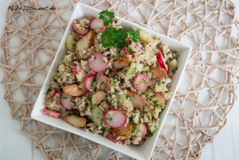Reissalat Rezept mit Radieschen Haehnchen Salat