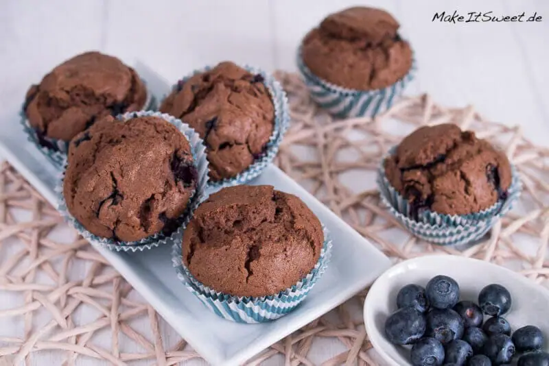 Schoko Blaubeere Muffins Rezept einfach Heidelbeeren Schokolade 2