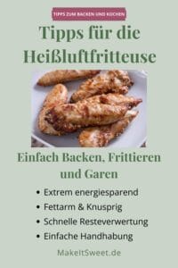 10 einfache Tipps für die Heißluftfritteuse: Backen, Frittieren und Garen 1 Gekochte Hähnchenstreifen, auf einem Teller angerichtet.